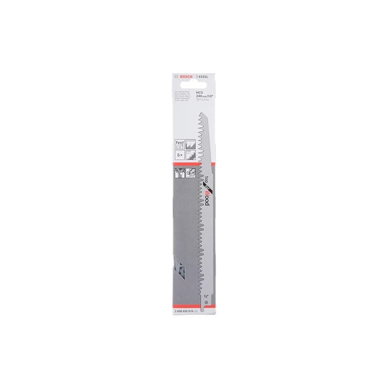 Bosch Professional 2608650613 S1531L Saber Saw Blade Topwood, 45cm x