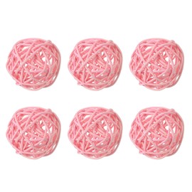 sourcing map 6 Pcs Wicker Rattan Balls 2.4 Inch Rattan Decorative Balls Vase Fillers for Wedding Party Centerpiece Bowls Home Decoration, Pink