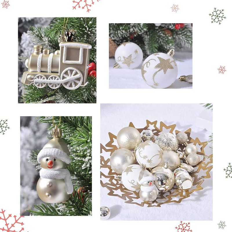 wemitas Christmas Tree Ornament, Gold, Silver, Ornament, Balls, Large Capacity,