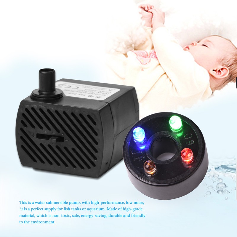 Ultra Quiet Submersible Water Pump with LED Light Fish Pond