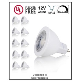 CBConcept UL-Listed MR11 GU4.0 LED Light Bulbs, 10-Pack, 2 Watt, Dimmable 230 Lumen, Pure White 6000K, 36° Beam Angle, 12 Volt, 20W Halogen Bulbs Equivalent,Landscape/Accent/Recessed/Track Lighting