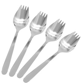 Cionyce 4 Pack Silver Stainless Steel Sporks, 5.9 Inch Salad Forks, Fruit Appetizer Spork, Dinner Forks Set, Dessert Ice Cream Forks, Soup Spoon for Household or Camping