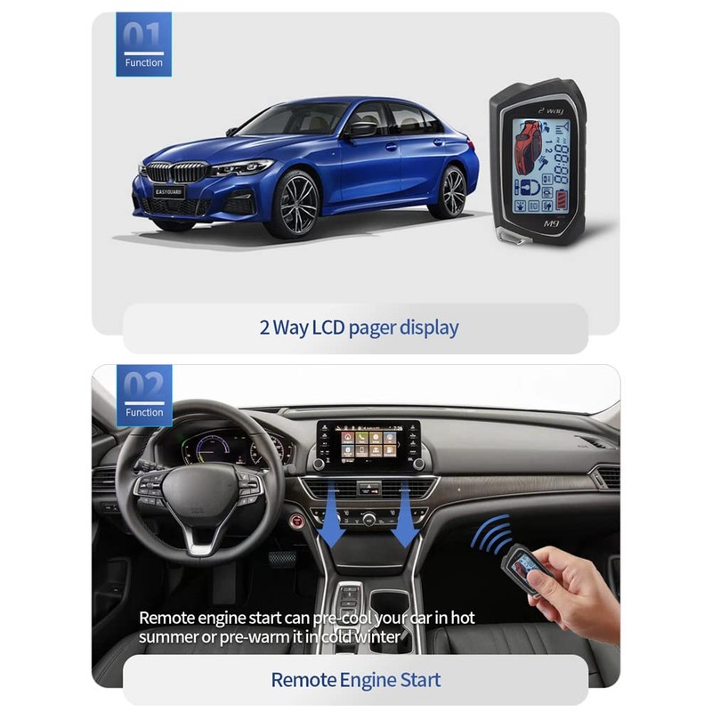 EASYGUARD EC207-M9 2 Way Car Alarm System with 1.73'' LCD