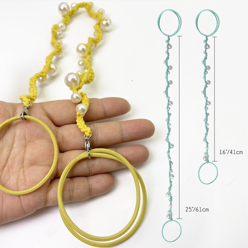 Cute Pearl Hair Ties for Women 16" Hand Braided Sport