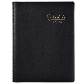 2025-2026 Planner - Business Planner 2025-2026, 3-Tier Schedule Planner Notepad, JUL 2025 - JUN 2026, Appointment Book, 8.74" x 11.38", 60 Minutes Intervals + Leather Cover + Monthly Tabs + Pocket - Black