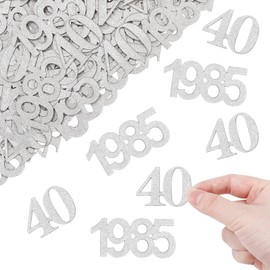 ALEGRE Confetti 40th Birthday Decoration Large 3.3-5 cm, Pack of 100 Decoration 40th Birthday Woman Man Silver, Glitter Confetti 40th Birthday Decoration, Table Decoration 40th Birthday Men Women,