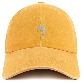 Trendy Apparel Shop Palm Tree Solid White Embroidered Washed Cotton Adjustable Cap - Mango