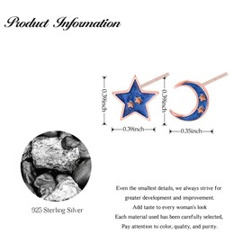 CONILOK Unbalanced Earrings Silver 925 Stud Moon Star Stud Earrings Women's Jewellery Earring Gifts for Women Girls Girlfriend Mother Birthday Christmas Day Valentine's Day, Silver