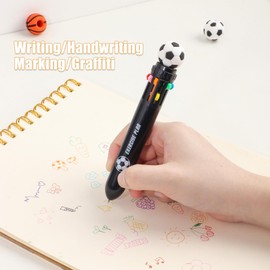 Heliar Multicolor Ballpoint Pen 0.7 mm, 10-in-1 Colored Pens Fine Point Retractable World Cup Soccer Ballpoint Pens for Office School Supplies Students Children Kids Birthday Gift, 6 Pack