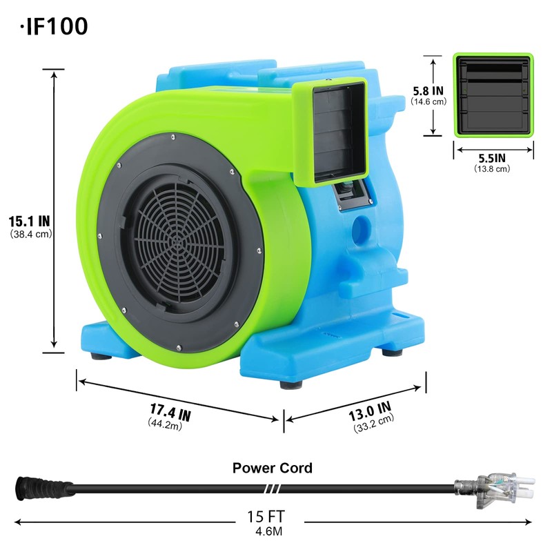 MOUNTO 1HP Inflatable Bounce House Blower, Energy Efficient, Low Amp