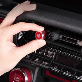 2 Pcs Aluminum Alloy Ac Central Control Outlet Button Cover Suitable for 2024 2025 Toyot-A Land Cruiser 250 1958 Prado Lc250 J250 Air Conditioning Vent Trim Decoration Interior Accessories (Red)