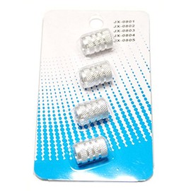 【Areyss】汎用 アルミエアバルブキャップ 円筒型 4個セットパッケージ版 (銀 シルバー)