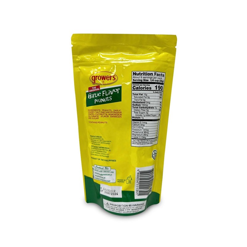 Growers Peanut Original Garlic Flavor Peanuts Party Pack 9.88 Oz