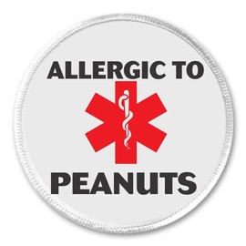 Allergic to PEANUTS 3" Sew On Patch Medical Alert Symbol Allergy Health