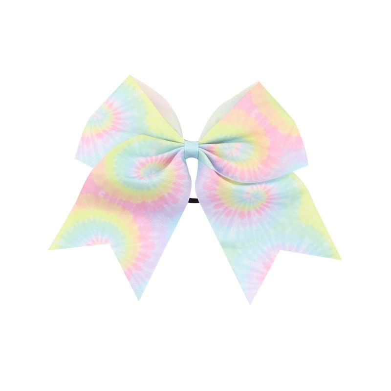 Tie Dye Hair Bows for Cheer Girls Come Ponytail Holder