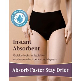 AIRCUTE Washable Urinary Incontinence Underwear for Women Absorbent Seamless High Waist Leak Protective Panty 3 Pack (Black-Black-Beige, 3X-Large)