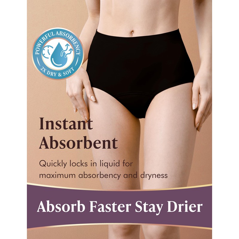 AIRCUTE Washable Urinary Incontinence Underwear for Women Absorbent Seamless High