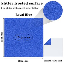 Twavang 15 Sheets Royal Blue Glitter Cardstock Paper 12''x 12'', 250GSM/92lb Premium Sparkly Paper for Scrapbook, Invitations, Graduation Cap DIY Projects, Party Decoration