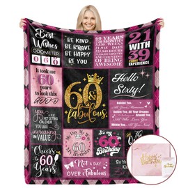60th Birthday Gifts for Women, 60th Birthday Blanket with Gift Box, Gifts for 60 Year Old Women, Happy 60 Birthday Gifts for Women, Gifts for Woman Turning 60, 60th Birthday Decorations for Women