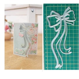 Streamer Bow Metal Cutting Die Cuts, DIY Crafts Template Streamer Bow Scrapbook Cards Cutting Dies Cut Stencils for DIY Embossing Card Making Decorative Paper Dies Scrapbooking