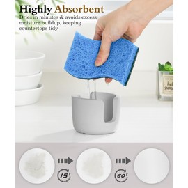 Luxspire Diatomite Sponge Holder for Kitchen Sink, Fast Drying Stone Sponge Holder, Water Absorbing Stone Dish Sponge Caddy for Kitchen Sink Counter, Light Gray, Small