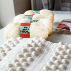 Four Ball Bobble Crochet Kit with 4 x 100g DK Yarn, 4.5mm Crochet Hook, Easy Crochet Pattern