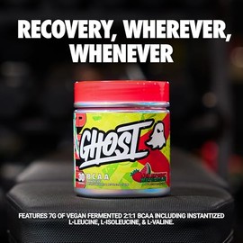 ghost Bcaa - Suplemento de Aminocidos en Polvo, Sanda de Fresa, 30 Porciones, Sin Azcar, Aminopolvo para Despus y Antes del Entrenamiento, Bebida de  