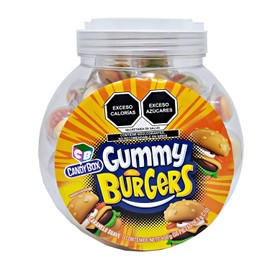Gomitas de hamburguesa - Gomitas en forma de comida - Empaquetadas de forma individual - Vitrolero con 50 piezas - Originales ideales para fiestas temáticas, bolos, regalos fiestas infantiles (Hamburguesa)