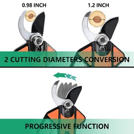 Electric Pruning Shears, 1.2" Cut diameter Cordless Brushless Pruner with LCD Display, 2x2600mAh Batteries, SK5 Steel Blade - Garden Tree Trimmer for Thick Branches up to 1.2" Diameter