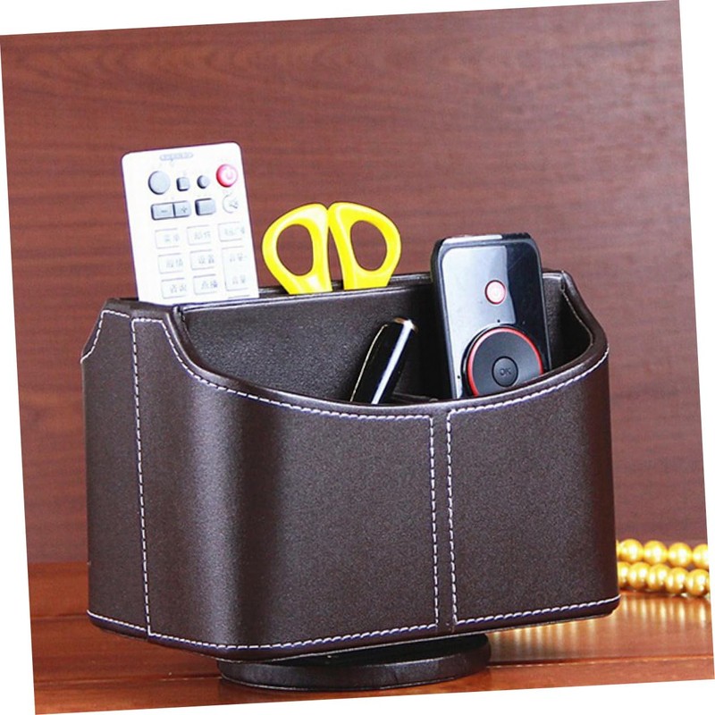 TEHAUX Faux Leather Remote Control Organizer Storage Box for Home
