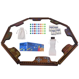 Grhonior Marbles and Jokers Board Game Pegs and Jokers Real Solid Wood (Pine) Game Board Wooden for 2-8 Players 8 Game Boards 8 Colors 40 Marbles 4 Boxes Card(Vintage Flame)
