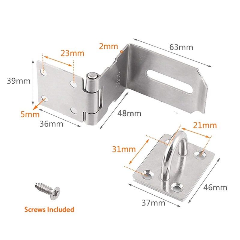 WANLIAN 2 Pieces 90 Degree Right Angle Padlock Hasp Door