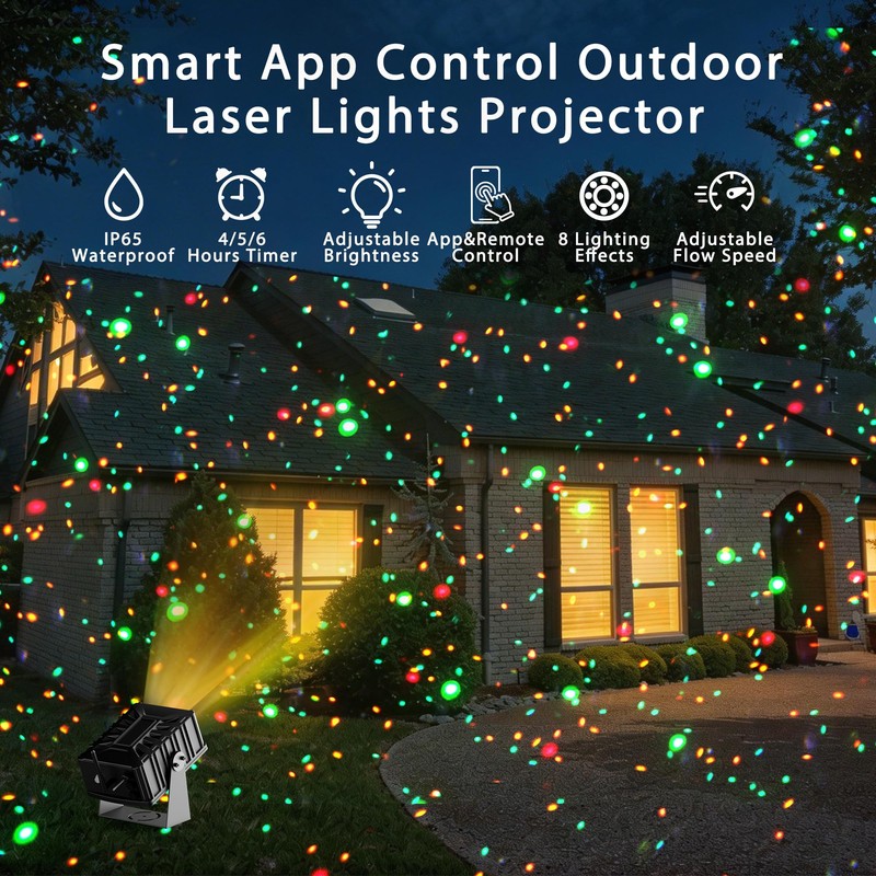Smart Outdoor Laser Lights Projector, 7 Color Motion Star Firefly