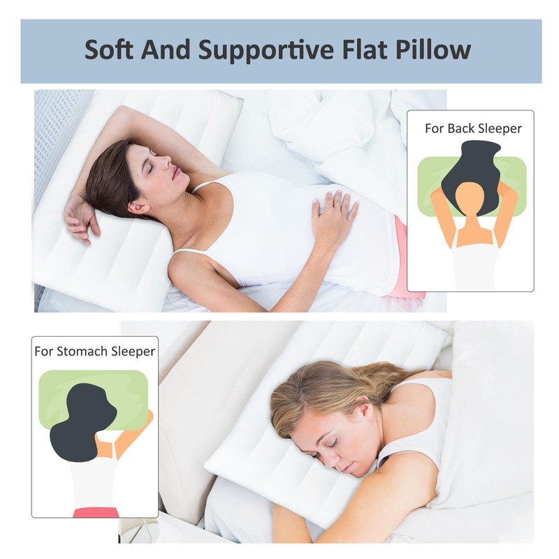 SWTMERRY Flat Pillows 2 Pack for Sleeping,Ultra Thin Bed Pillows