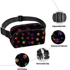 Paw Print Fanny Pack Women Fashion Belt Bag Waterproof Adjustable Strap Waist Pouch Casual Workout Travel Cycling Running