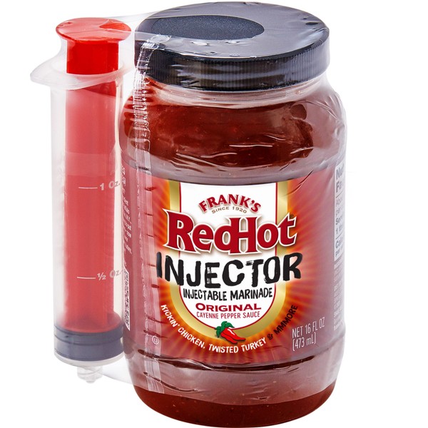 Frank's RedHot Injector Original Cayenne Pepper Sauce Injectable Marinade with Injector, 16 fl oz