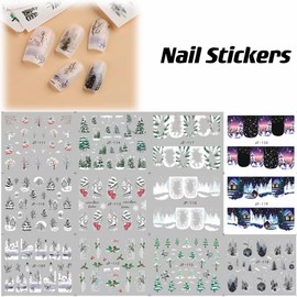 12 Sheets Christmas Nail Stickers Decals for Nail Art Snowflake Christmas Tree Water Transfer Nail Stickers Winter Holiday Nail Art Supplies French Nail Decorations Xmas Nail Art Stickers for Women