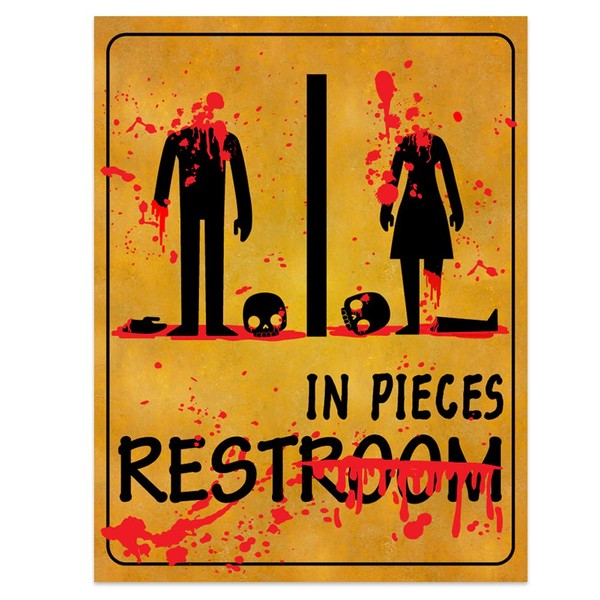 WaaHome Halloween Bathroom Sticker Scary Bloody Bathroom Sign Decor, 9.25''X12''
