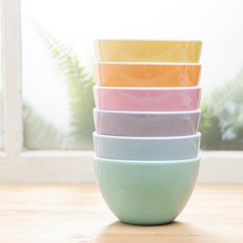 bzyoo Set of 6 Small Bowls, 4.25" 11.8 OZ ColorPop Melamine Bowls, Dessert Bowls, Small Prep Bowls, Bowls for Dipping Sauce, Ice Cream, Side Dishes, Snacks, Soups, Salads Color - Pastel