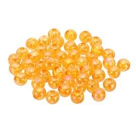 PATIKIL 10mm Acrylic Beads, 100pcs Cute Beads Bulk Spacer Bead Bubble Crackle Sparkle Beads Crystal Plastic Candy Round Bead for Making Necklace Earring Craft,Orange