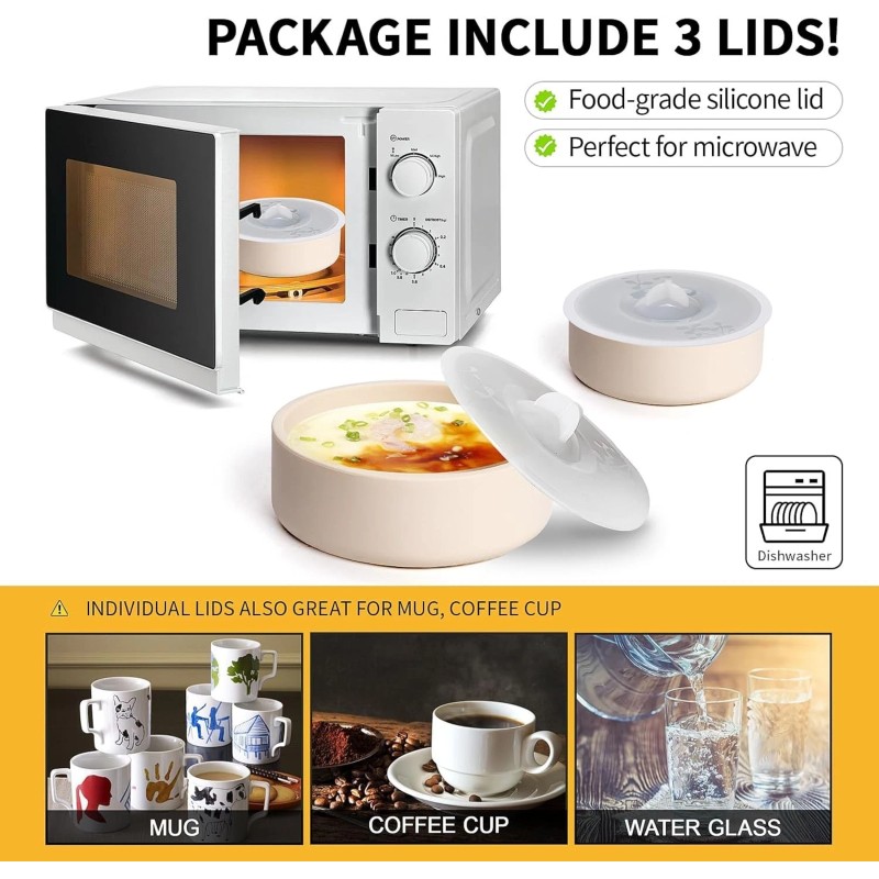 Dootafy 3pcs Silicone Egg Poachers w/ Lids – Nonstick Molds