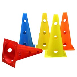 BESPORTBLE 5pcs Plastic Agility Cones Indoor Outdoor Sports Soccer Cone Windproof Traffic Cones Colored Marker Cones with Hole for Football Basketball Coaching Fitness