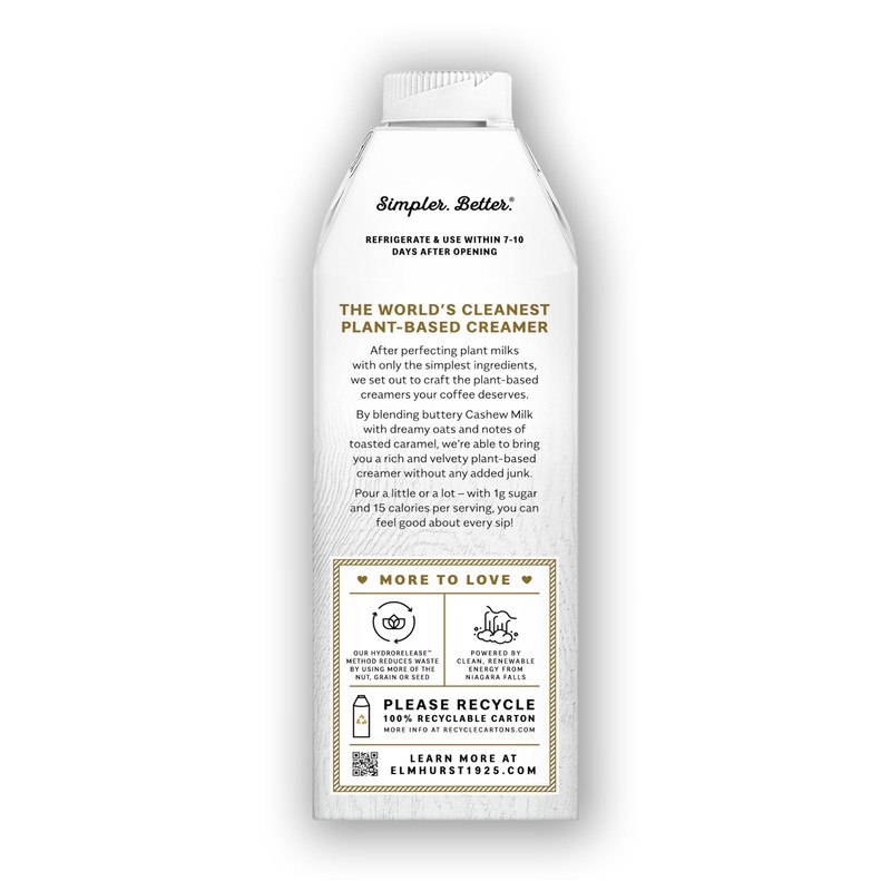 Elmhurst 1925 Caramel Brulee Cashew Creamer - Dairy-Free, Vegan, Kosher,