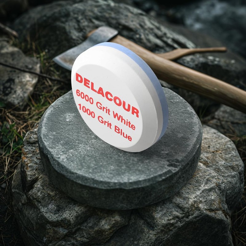 Delacour Axe/Hatchet Sharpening Puck Whetstone Knife Sharpening Stone, Dual Grit