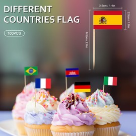 Kisvic 100 Countries International Toothpicks, Cocktail Flags, European Championship Decorative Flag, Small Mini Toothpicks, Double-Sided Europe Decorative Toothpick for Party Decoration, Cocktail