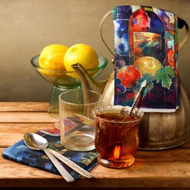 Bencailor 6 Pcs Picasso Wine Kitchen Towels Decorative Sets Dish Towels Absorbent Fast Drying Hand Tea Vintage Hanging Reusable Cleaning Dishcloths for Cooking Farmhouse Bathroom Accessory