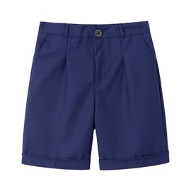 LOLANTA Schule Shorts Junge, Anzughosen Kurze Kinder, Sommer Formale Hosen Kinder, Verstellbare Taille Uniform Kurze Hosen (Dunkelblau,5-6 Jahre,120)