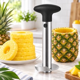 Stainless Steel Pineapple Corer & Slicer – Manual Pineapple Cutter with Ergonomic Non-Slip Handle, Fruit Coring Kitchen Tool