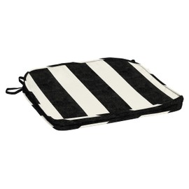 Arden Selections ProFoam Rounded Back Seat Cushion Cover 19 x 20, Onyx Black Cabana Stripe