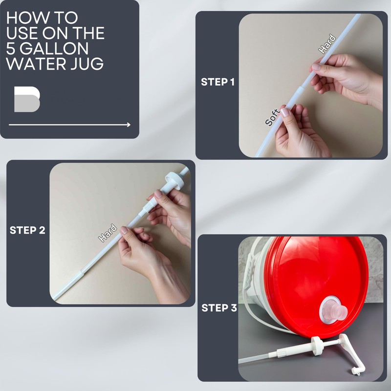 Pump for Gallon Jug & 5 Gallon Bucket, Leakproof Heavy